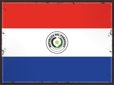 Blechschild Flagge Paraguay 30x20cm Retro Flag of Paraguay Deko Schild tin sign