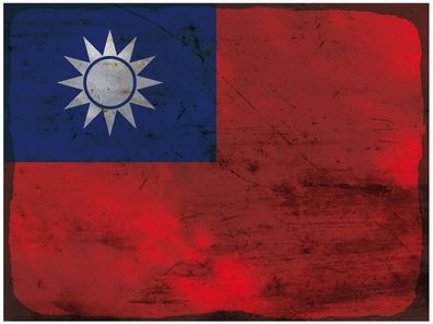 Blechschild Flagge China 30x20 cm Flag of Taiwan Rost Deko Schild tin sign