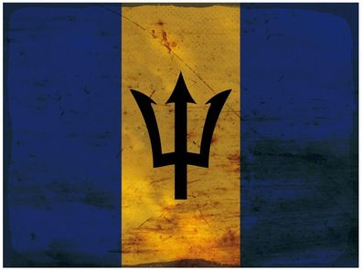 Blechschild Flagge Barbados 30x20 cm Flag of Barbados Rost Deko Schild tin sign