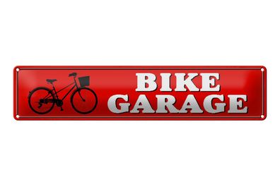 Blechschild Straßenschild 46x10 cm Bike Garage Fahrrad Deko Schild tin sign