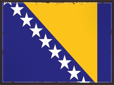 Blechschild Flagge Bosnien und Herzegowina 30x20 cm Retro Deko Schild tin sign