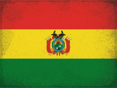 Blechschild Flagge Bolivien 30x20cm Flag of Bolivia Vintage Deko Schild tin sign