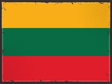 Blechschild Flagge Litauen 30x20cm Retro Flag of Lithuania Deko Schild tin sign