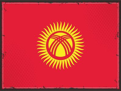 Blechschild Flagge Kirgisistan 30x20 cm Retro Kyrgyzstan Deko Schild tin sign