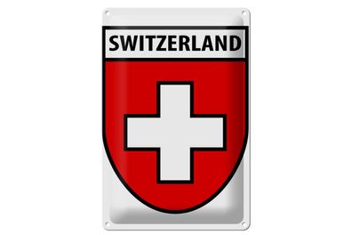 Blechschild Flagge 20x30 cm Switzerland Schweiz Wappen Deko Schild tin sign
