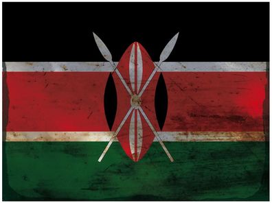 Blechschild Flagge Kenia 30x20 cm Flag of Kenya Rost Deko Schild tin sign
