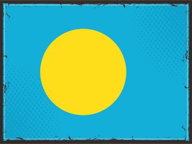 Blechschild Flagge Palau 30x20 cm Retro Flag of Palau Deko Schild tin sign