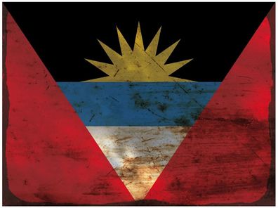 Blechschild Flagge Antigua und Barbuda 30x20 cm Flag Rost Deko Schild tin sign
