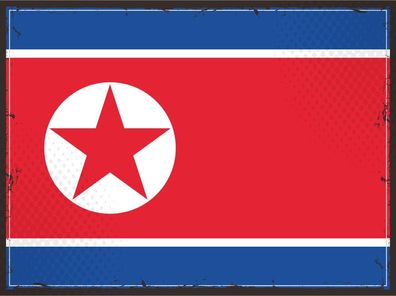 Blechschild Flagge Nordkorea 30x20 cm Retro North Korea Deko Schild tin sign