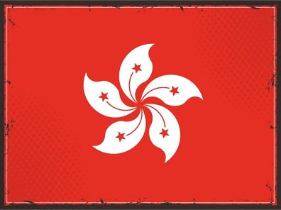 Blechschild Flagge Hongkong 30x20 cm Retro Flag Hong Kong Deko Schild tin sign