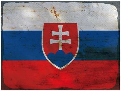 Blechschild Flagge Slowakei 30x20 cm Flag of Slovakia Rost Deko Schild tin sign