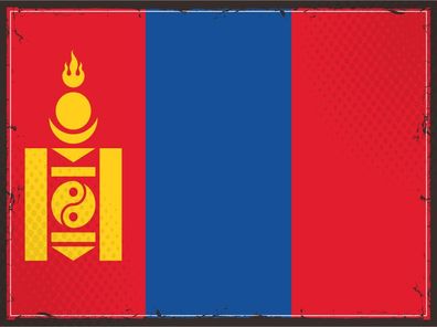 Blechschild Flagge Mongolei 30x20 cm Retro Flag of Mongolia Deko Schild tin sign