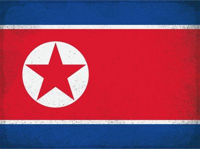 Blechschild Flagge Nordkorea 30x20 cm North Korea Vintage Deko Schild tin sign