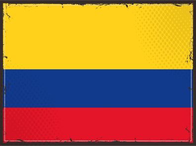 Blechschild Flagge Kolumbien 30x20 cm Retro Flag Colombia Deko Schild tin sign