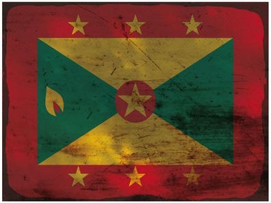 Blechschild Flagge Grenada 30x20 cm Flag of Grenada Rost Deko Schild tin sign