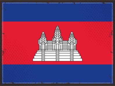 Blechschild Flagge Kambodscha 30x20 cm Retro Flag Cambodia Deko Schild tin sign