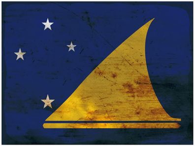 Blechschild Flagge Tokelau 30x20 cm Flag of Tokelau Rost Deko Schild tin sign
