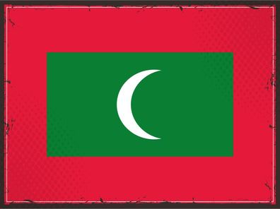Blechschild Flagge Malediven 30x20 cm Retro Flag Maldives Deko Schild tin sign