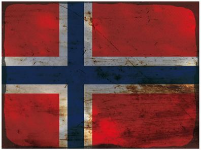 Blechschild Flagge Norwegen 30x20 cm Flag Norway Rost Deko Schild tin sign