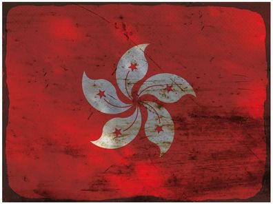 Blechschild Flagge Hongkong 30x20 cm Flag Hong Kong Rost Deko Schild tin sign
