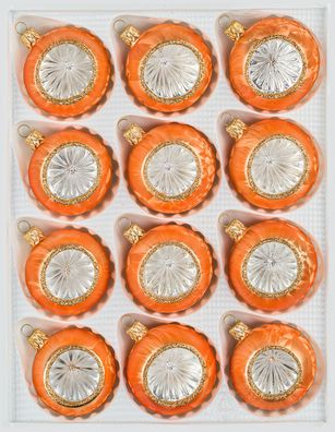 12 tlg. Glas-Weihnachtskugeln Set in "Vintage Ice Orange"