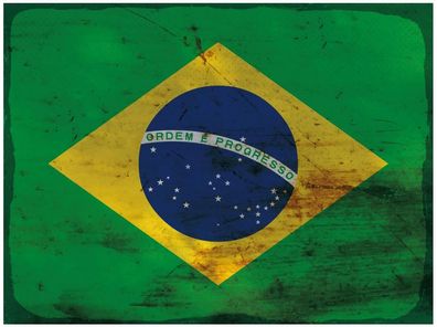 Blechschild Flagge Brasilien 30x20 cm Flag of Brazil Rost Deko Schild tin sign