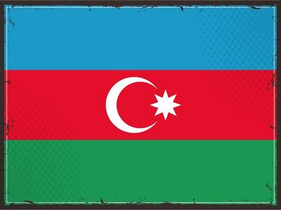 Blechschild Flagge Aserbaidschan 30x20 cm Retro Azerbaijan Deko Schild tin sign
