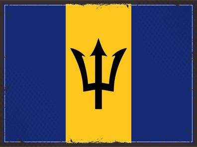 Blechschild Flagge Barbados 30x20 cm Retro Flag of Barbados Deko Schild tin sign