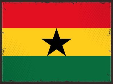 Blechschild Flagge Ghana 30x20 cm Retro Flag of Ghana Deko Schild tin sign