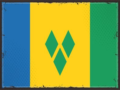 Blechschild Flagge Saint Vincent Grenadinen 30x20 cm Retro Deko Schild tin sign