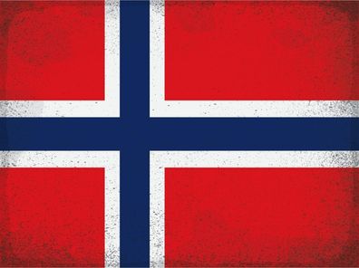 Blechschild Flagge Norwegen 30x20 cm Flag Norway Vintage Deko Schild tin sign