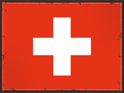 Blechschild Flagge Schweiz 30x20 cm Retro Flag Switzerland Deko Schild tin sign