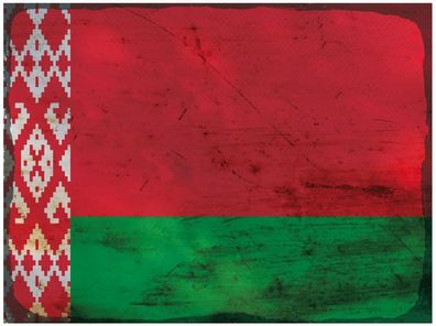Blechschild Flagge Weißrussland 30x20 cm Flag Belarus Rost Deko Schild tin sign