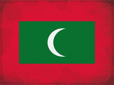 Blechschild Flagge Malediven 30x20 cm Flag Maldives Vintage Deko Schild tin sign