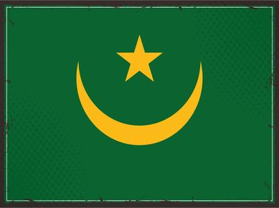 Blechschild Flagge Mauretanien 30x20 cm Retro Flag Deko Schild tin sign