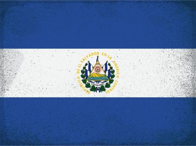 Blechschild Flagge El Salvador 30x20 cm El Salvador Vintage Deko Schild tin sign