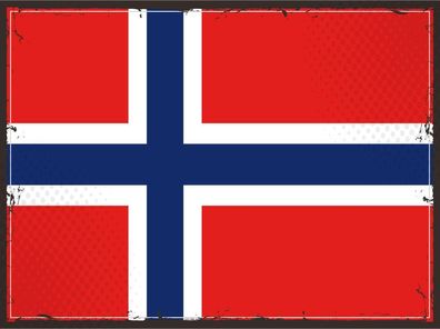 Blechschild Flagge Norwegen 30x20 cm Retro Flag Norway Deko Schild tin sign