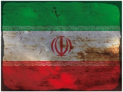 Blechschild Flagge Iran 30x20 cm Flag of iran Rost Deko Schild tin sign