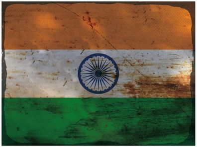 Blechschild Flagge Indien 30x20 cm Flag of India Rost Deko Schild tin sign
