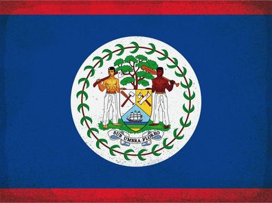 Blechschild Flagge Belize 30x20 cm Flag of Belize Vintage Deko Schild tin sign