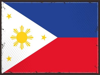 Blechschild Flagge Philippinen 30x20 cm Retro Philippines Deko Schild tin sign