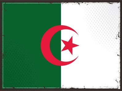 Blechschild Flagge Algerien 30x20 cm Retro Flag Algeria Deko Schild tin sign