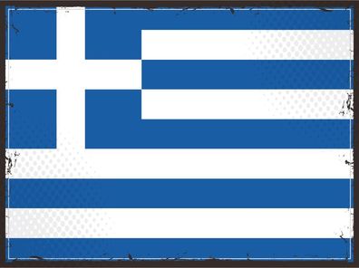 Blechschild Flagge Griechenland 30x20 cm Retro Flag Greece Deko Schild tin sign