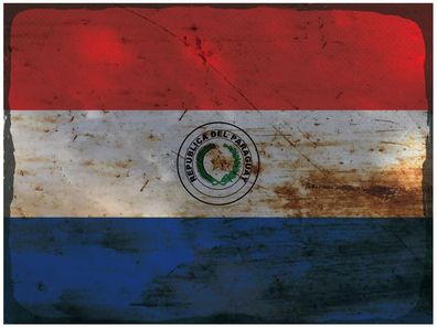 Blechschild Flagge Paraguay 30x20 cm Flag of Paraguay Rost Deko Schild tin sign