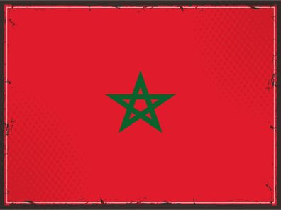 Blechschild Flagge Marokko 30x20 cm Retro Flag of Morocco Deko Schild tin sign