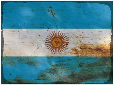 Blechschild Flagge Argentinien 30x20 cm Flag Argentina Rost Deko Schild tin sign