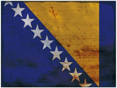 Blechschild Flagge Bosnien und Herzegowina 30x20 cm Rost Deko Schild tin sign