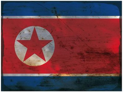 Blechschild Flagge Nordkorea 30x20 cm North Korea Rost Deko Schild tin sign