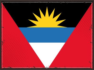 Blechschild Flagge Antigua und Barbuda 30x20 cm Retro Flag Deko Schild tin sign