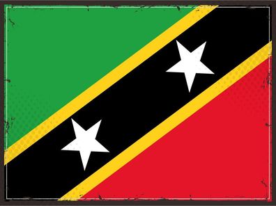 Blechschild Flagge St. Kitts und Nevis 30x20 cm Retro Flag Deko Schild tin sign
